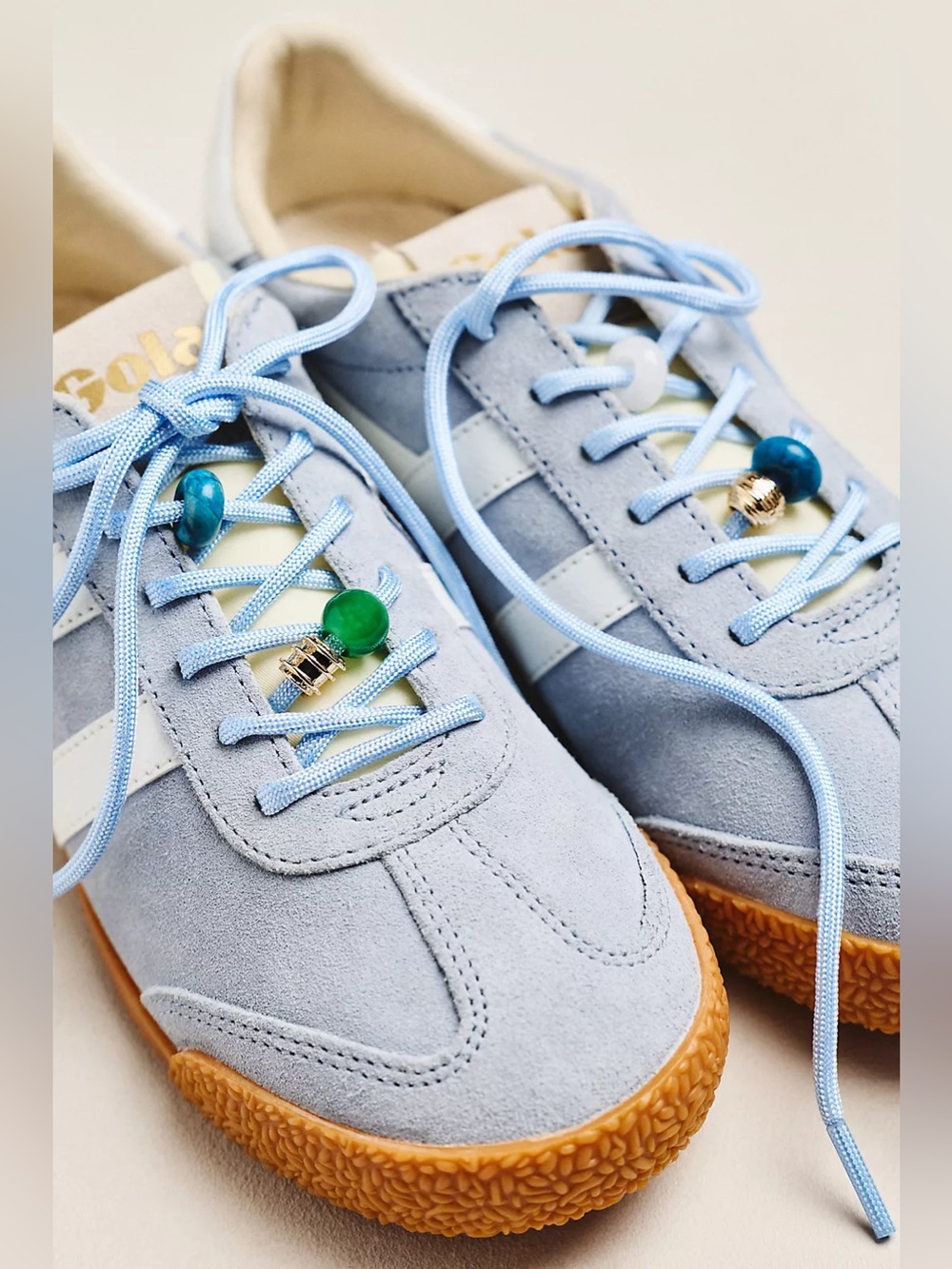 Anthropologie Colorful Charm & Laces Set in Blue/Neutral Shoe Charm Beads